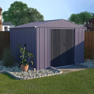 Outdoor Storage Shed, Steel Utility Tool Shed Storage House with Door & Lock, Metal Sheds Outdoor Storage